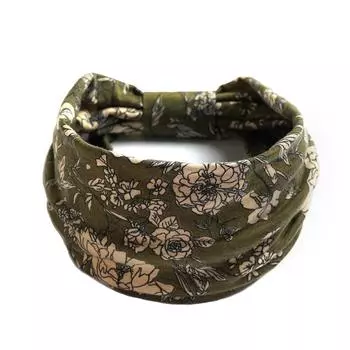 Новые винтажные эластичные повязки на голову с узлом, тюрбан, широкая повязка на голову для женщин и девочек, хлопковая мягкая бандана с цветочным принтом, аксессуары для волос в стиле бохо 1