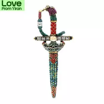 Новые винтажные броши-мечи со стразами для женщин и мужчин унисекс большие креативные булавки модные персонализированные ювелирные изделия