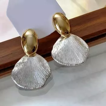 Новые винтажные металлические серьги-гвоздики в виде ракушек для женщин, модные серьги-гвоздики в стиле панк с геометрией, ювелирные изделия 1Pair