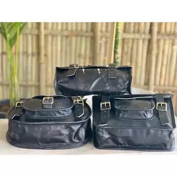 Новые винтажные мотоциклетные седельные сумки из козьей кожи, седельная сумка, быстро открывающаяся сумка чёрный