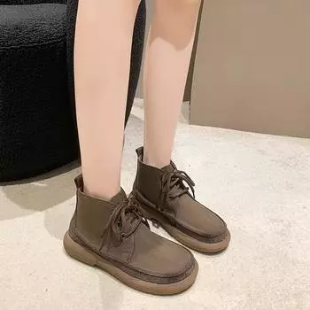 Новые винтажные мягкие кожаные ботинки Martin на шнуровке, повседневная обувь для женщин, ботильоны в британском стиле с однотонной подошвой 35