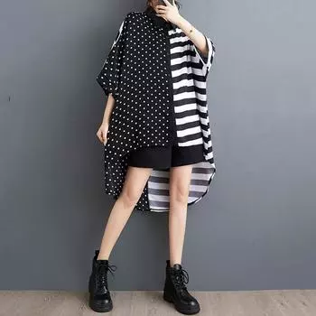 Новые винтажные платья в полоску больших размеров для женщин, повседневное свободное летнее платье-рубашка