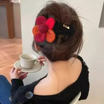 Новые винтажные плюшевые заколки для волос с цветами, милые заколки для волос, модные большие заколки для волос, заколки для волос для женщин, аксессуары для волос, головные уборы