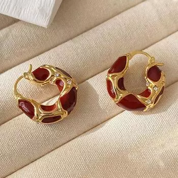 Новые винтажные серьги-кольца со стразами и эмалью, металлические леопардовые круглые серьги для женщин, девушек, ювелирные изделия для вечеринок, подарки белый