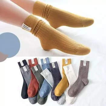 Новые винтажные уличные длинные носки в стиле Харадзюку, модные хлопковые вязаные женские однотонные носки, носки в японском стиле для девочек, осень-зима