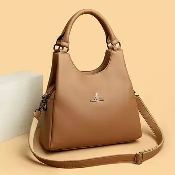 Новые винтажные женские однотонные сумки из искусственной кожи на плечо, модные большие вместительные женские офисные сумки, повседневные простые сумки для покупок