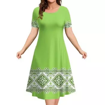 Новые винтажные женские рождественские платья Этнические 3D-печатные элегантные повседневные платья с коротким рукавом Платья для женщин 2000 года S