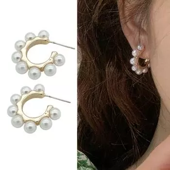 Новые висячие серьги C-образной формы с искусственным жемчугом, корейские ювелирные изделия, роскошные аксессуары для вечеринок для девочек, женский подарок
