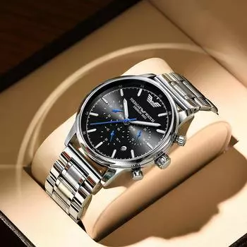 Новые водонепроницаемые мужские часы мужские деловые светящиеся календарные многофункциональные кварцевые часы хронограф