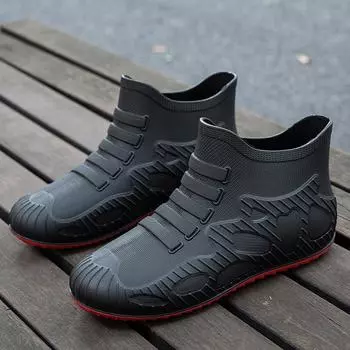 Новые водонепроницаемые мужские туфли для отдыха на природе, короткие туфли с низким верхом, нескользящие легкие резиновые туфли, мужские туфли-галоши, трендовая обувь для рыбалки 39 чёрный
