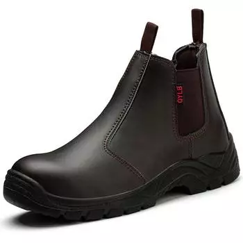 Новые водонепроницаемые рабочие ботинки, обувь со стальным носком, мужская защитная обувь, противоожоговые сварочные ботинки, промышленная обувь с защитой от проколов 38 коричневый