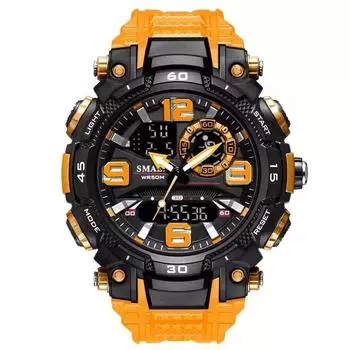 Новые военные наручные часы для мужчин SMAEL Brand 1921 Dual Time Zone Водонепроницаемые 50M секундомер Спортивные часы Светящийся будильник чёрный