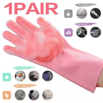 Новые волшебные силиконовые перчатки для мытья посуды, чистка посуды, уход за шерстью, изолированный кухонный помощник для мытья посуды синий