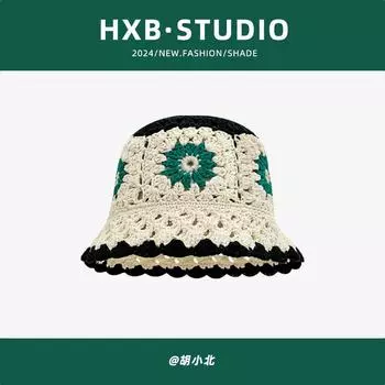 Новые вязаные крючком шапки-ведра для женщин, весна и осень, дорожные, полые, дышащие, милые, универсальные, шапки-ведра 56-58cm