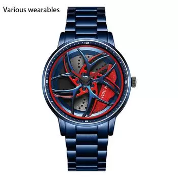 Новые вращающиеся часы серии Wheel, мужские кварцевые часы, модные полые креативные крутые часы со стальным ремнем