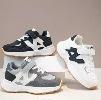 Новые всесезонные детские кроссовки из ПУ, детская модная спортивная обувь для мальчиков, повседневная дышащая обувь для активного отдыха, размер 37 26 серый