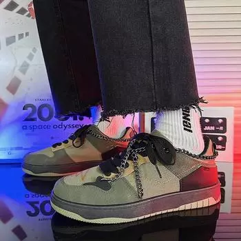 Новые вулканизированные кроссовки на плоской подошве, мужские зеленые удобные прогулочные кроссовки, мужская повседневная обувь в британском стиле, мужская дышащая обувь, 2023 39 чёрный