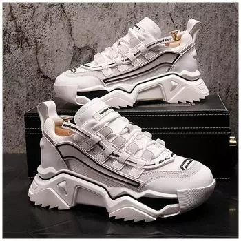 Новые вулканизированные туфли Роскошные кроссовки мужские Harajuku Shoes Массивные кроссовки мужские Белые кроссовки мужские Высокая мода Zapatos Hombre 38 чёрный