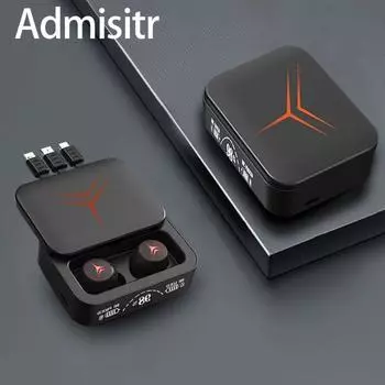 Новые выдвижные беспроводные спортивные наушники-вкладыши с двумя наушниками и цифровым дисплеем TWS Bluetooth чёрный