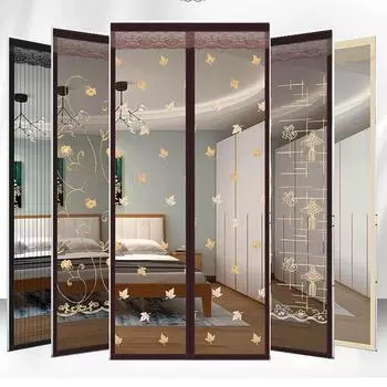 Новые вышитые магнитные экраны для дверей, занавески от комаров, насекомых, мух, не пробивают шторы, экраны для дверей в гостиную, сетка для дома 80x190cm