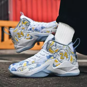 Новые высокие баскетбольные кроссовки Мужские сетчатые студенческие тренировочные спортивные кроссовки из настоящего боевого цемента Обувь для детей старшего возраста 8-15 лет спортивная обувь 35