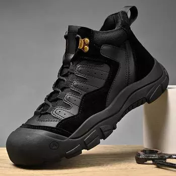 Новые высокие ботинки на высоком каблуке, высококачественная мужская обувь из натуральной кожи, кроссовки для активного отдыха, походные ботинки, теплая повседневная обувь для походов по снегу 38