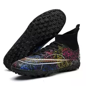 Новые высокие футбольные бутсы детские мужские и женские TF сломанные ногти TF искусственные плоские тренировочные бутсы женская обувь 32