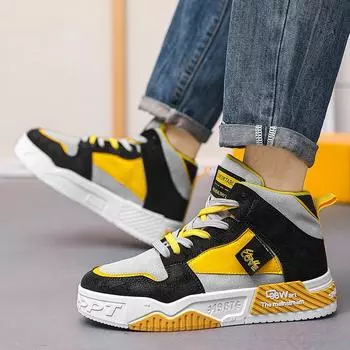 Новые высокие нескользящие туфли для мужчин, сочетающие модные тенденции, уличные молодежные студенческие повседневные туфли с амортизацией 39