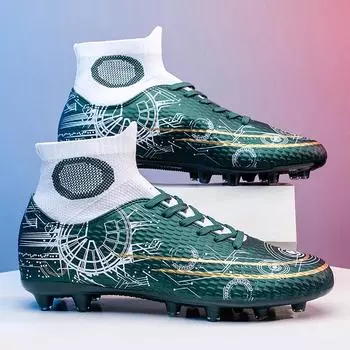 Новые высокие носки, шипы, футбольные бутсы, мужские мандаринового цвета, трава, игровая спортивная обувь для взрослых, обувь для тренировок на открытом воздухе 34
