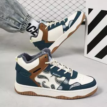 Новые высокие зимние флисовые теплые и удобные мужские спортивные туфли, легкие и универсальные мужские туфли 39 зелёный