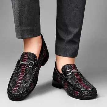 Новые высококачественные деловые кожаные туфли на деревянной подошве, винно-красные туфли на низком каблуке, дизайнерские свадебные туфли из натуральной кожи для показа мод 36 чёрный