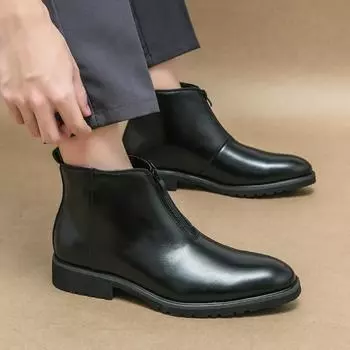 Новые высококачественные модные дизайнерские мужские ботинки, стильные мужские повседневные деловые ботинки с острым носком, деловые кожаные мужские туфли на молнии 38