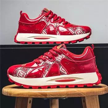 Новые высококачественные модные мужские туфли для сноуборда, повседневные кожаные мужские туфли на плоской подошве со шнуровкой и толстой подошвой, размер 39-44 39 красный