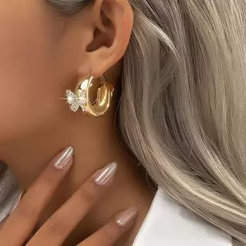 Новые высококачественные ощущения, легкие роскошные детали, стильные круглые серьги-бабочки с бриллиантами