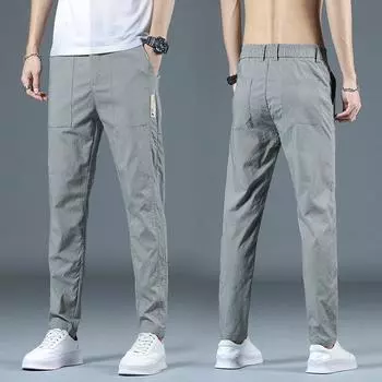 Новые высококачественные повседневные брюки, мужские ультратонкие тонкие прямые корейские брюки Trend of Ice-silk, быстросохнущие мужские брюки Tide 28