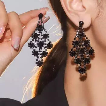 Новые высококачественные роскошные сверкающие серьги со стразами, сексуальные серьги для уличной съемки невесты, серьги для ночного клуба, выпускные серьги, женские серьги, 1 пара