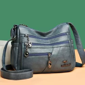 Новые высококачественные сумки из мягкой кожи для женщин, многослойная классическая сумка через плечо