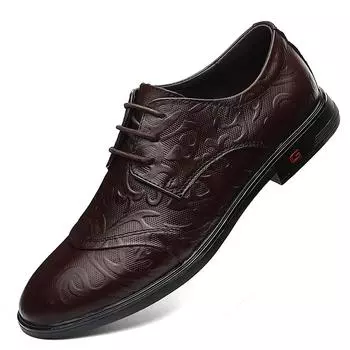 Новые высококачественные туфли из натуральной кожи для мужчин на плоской подошве, модная мужская повседневная обувь, фирменные мягкие удобные туфли-оксфорды на шнуровке 38 коричневый
