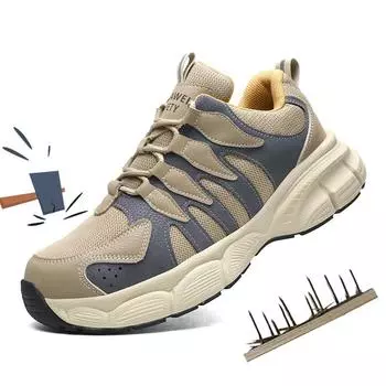 Новые высококачественные защитные рабочие ботинки, мужские стальные рабочие кроссовки, неразрушимая обувь, устойчивая к ударам и проколам, мужская рабочая обувь 41 хаки