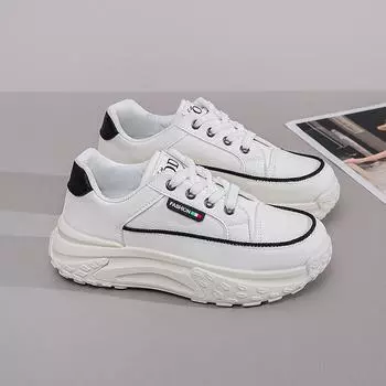 Новые высококачественные женские кроссовки, осенние универсальные дизайнерские туфли на платформе, женская повседневная спортивная обувь для увеличения роста 35 белый