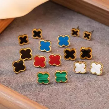 Новые высококачественные женские простые темпераментные серьги с четырьмя листочками клевера, модные универсальные украшения для ушей 11mm