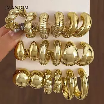 Новые высококачественные золотые серьги с индивидуальным дизайном, преувеличенные серьги из сплава, креативный сложный комплект из 3 пар серег-закруток environmental protection