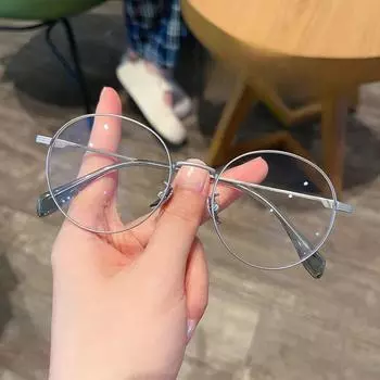 Новые Xiaohongshu в одном стиле, известные в Интернете и винтажные очки в титановой оправе, классическая маленькая круглая оправа, простая стильная оправа для очков для женщин