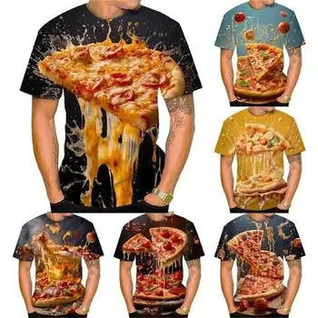 Новые забавные 3D-принты с изображением еды, футболки для мужчин и женщин, персонализированные модные летние повседневные футболки с короткими рукавами с изображением еды S