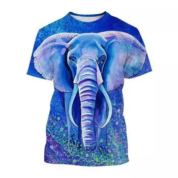 Новые забавные детские футболки с 3d принтом слона, летняя распродажа, детская повседневная футболка с короткими рукавами, толстовки 100