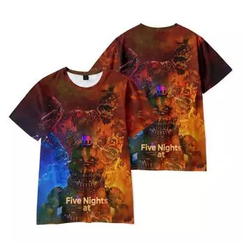 Новые забавные футболки с героями мультфильмов Five Nights At Freddy s, крутая мужская футболка с круглым вырезом, повседневная унисекс, уличная одежда, модная аниме-футболка XS