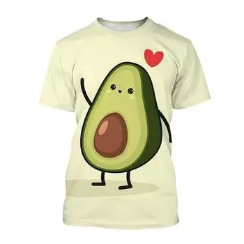 Новые забавные футболки с рисунком авокадо и 3D принтом, мужская и женская футболка с коротким рукавом, уличная одежда, детские топы в стиле Харадзюку, футболки, одежда XXL