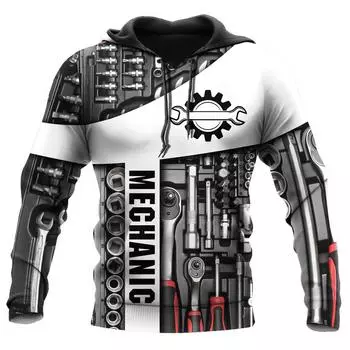 Новые забавные толстовки с капюшоном Mechanic Tools 3D Print для мужчин и женщин, толстовки с капюшоном в стиле хип-хоп, пуловеры, спортивные костюмы Harajuku, топы, детская одежда S