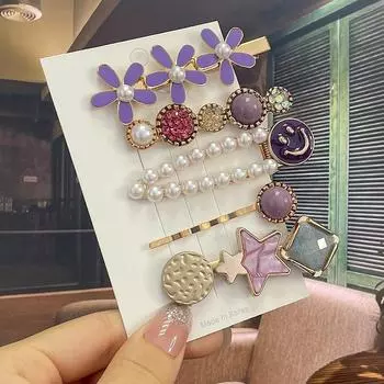 Новые заколки для волос с жемчугом и кристаллами для девочек, комплект 2021, модные заколки для волос, модные заколки с геометрическим рисунком, головные уборы, модные аксессуары для волос капри