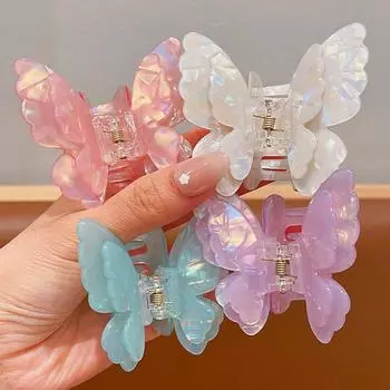 Новые заколки для волос в виде бабочки из ацетата, женские, элегантные, цветные, с бантом, заколки для волос в виде акулы, заколки-крабы для женщин, аксессуары для волос для девочек светло-розовый